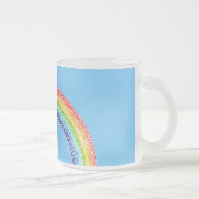Taza De Cristal Esmerilado Arcoiris y cielo azul (Derecha)
