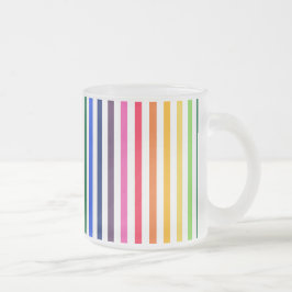 Taza De Cristal Esmerilado Arcoiris y rayas blancas