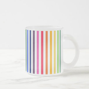 Taza De Cristal Esmerilado Arcoiris y rayas blancas