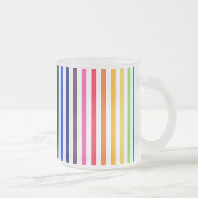Taza De Cristal Esmerilado Arcoiris y rayas blancas (Derecha)