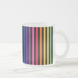 Taza De Cristal Esmerilado Arcoiris y rayas negras