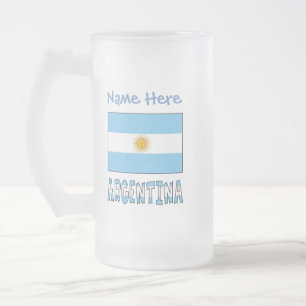 Taza De Cristal Esmerilado Argentina Bandera Argentina Nombre Personalizado A