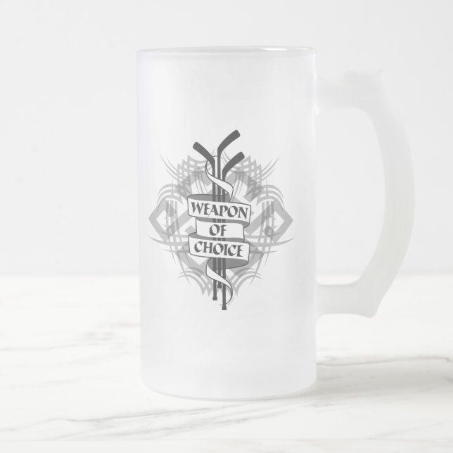 Taza De Cristal Esmerilado Arma De Elección (Hockey) (Derecha)