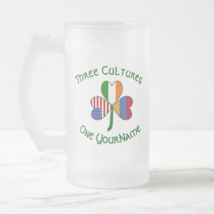 Taza De Cristal Esmerilado Armenia Irlanda EE. UU. Trébol Personalizable
