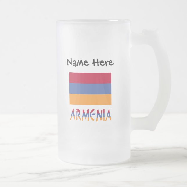 Taza De Cristal Esmerilado Armenia y la bandera armenia personalizada (Derecha)
