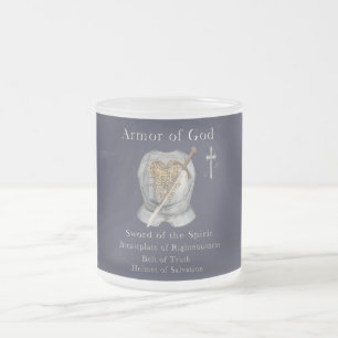 Taza De Cristal Esmerilado Armor de Dios