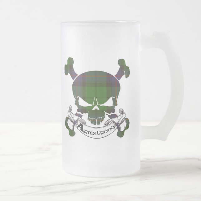 Taza De Cristal Esmerilado Armstrong Tartan Skull Mug (Derecha)