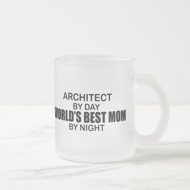 Taza De Cristal Esmerilado Arquitecto - la mejor mamá del mundo (Derecha)