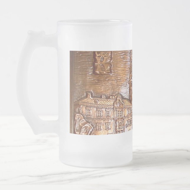 TAZA DE CRISTAL ESMERILADO ARQUITECTURA DE KRAKOW POLAND (Izquierda)