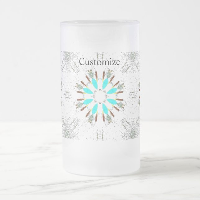 Taza De Cristal Esmerilado Arrowhead plumas de pow-wow patrón Thunder_Cove (Centro)