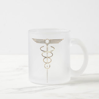 Taza De Cristal Esmerilado Art Deco Caduceus