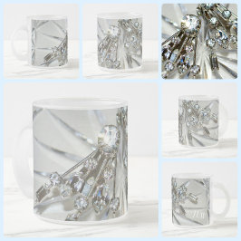 Taza De Cristal Esmerilado Art Decó Diamante de imitación elegante