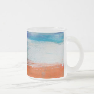 Taza De Cristal Esmerilado Arte abstracto moderno de naranja azul