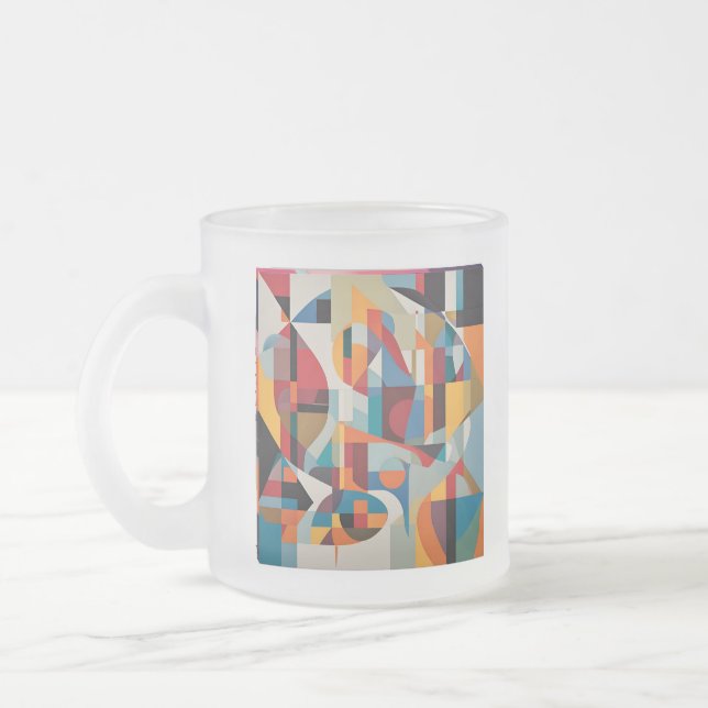 Taza De Cristal Esmerilado Arte abstracto vibrante - Diseño colorido (Izquierda)