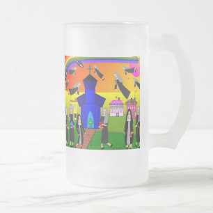 Taza De Cristal Esmerilado Arte caprichoso de las "monjas que vuelan" de las