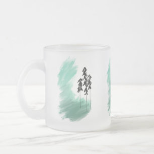 Taza De Cristal Esmerilado arte de árbol verde escandinavo simple moderno men