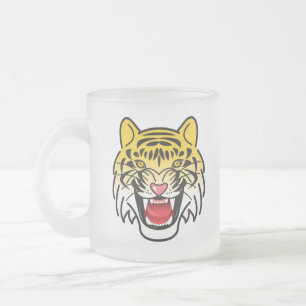 Taza De Cristal Esmerilado Arte de Cara de Tigre Sonriente-21876