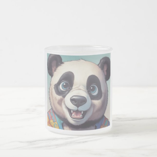 Taza De Cristal Esmerilado Arte de dibujo Personalizado Panda (Centro)