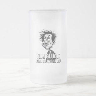 Taza De Cristal Esmerilado Arte de dibujos animados con cita "Por suerte…"