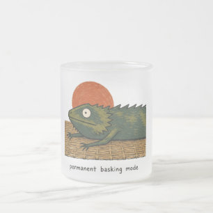 Taza De Cristal Esmerilado Arte de dragón barbudo en modo de asoleo permanent