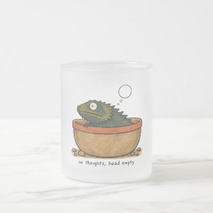 Taza De Cristal Esmerilado Arte de dragón barbudo sin pensamientos y cabeza v