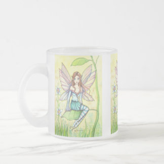 Taza De Cristal Esmerilado Arte de fantasía de hadas de flores pequeñas