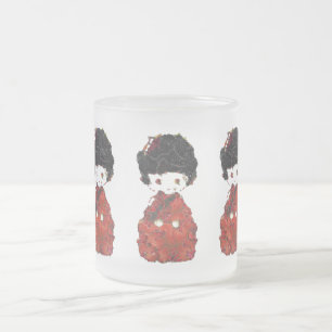 Taza De Cristal Esmerilado Arte de la muñeca de Kokeshi