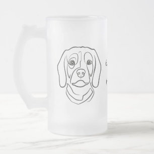 Taza De Cristal Esmerilado Arte de línea de Beagle, Elegancia con Actitud