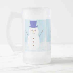 Taza De Cristal Esmerilado arte de snowman