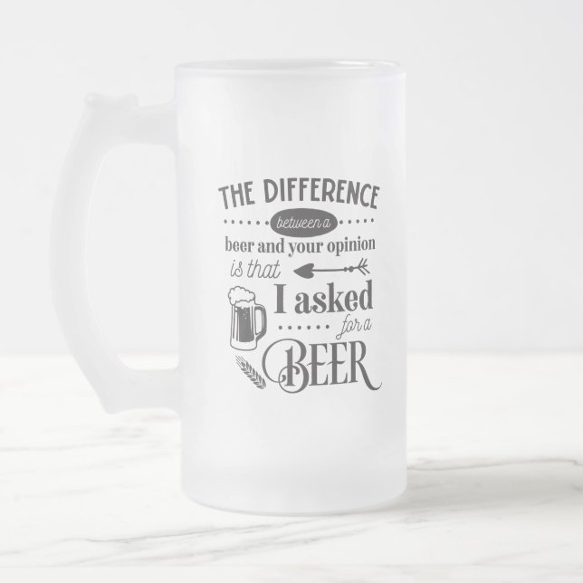 Taza De Cristal Esmerilado arte de tomar cerveza divertida (Izquierda)