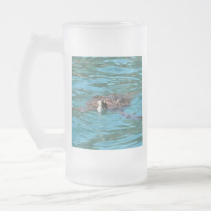 Taza De Cristal Esmerilado Arte de vida silvestre de la tortuga marina Logger