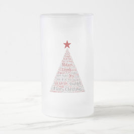 Taza De Cristal Esmerilado Arte de Word en árbol de Navidad con estrella roja
