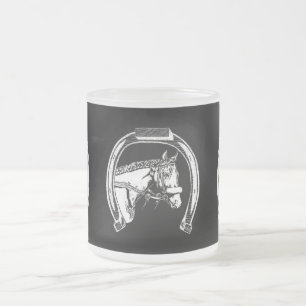 Taza De Cristal Esmerilado Arte del rasguño del caballo y de la herradura