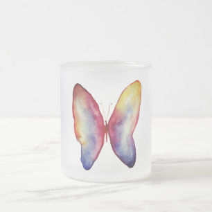 Taza De Cristal Esmerilado arte mariposa de verano tazón de café