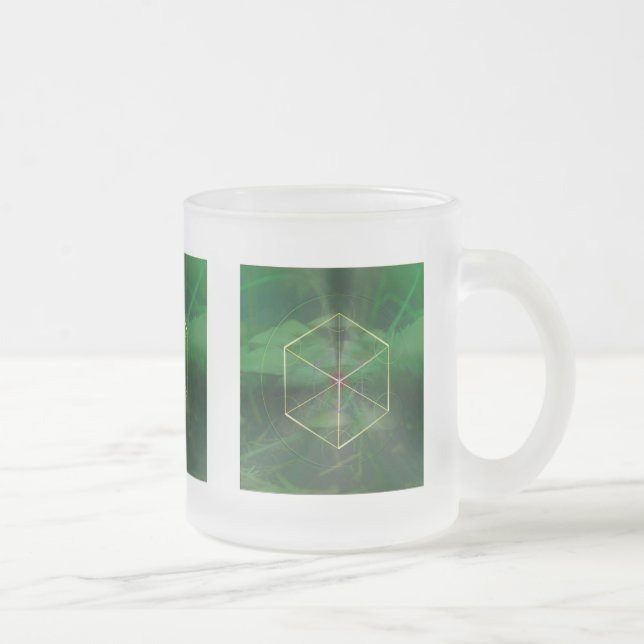 Taza De Cristal Esmerilado Arte platónico del cubo de la geometría sagrada (Derecha)