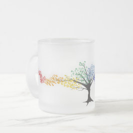 Taza De Cristal Esmerilado Árvore de borboletas coloridas