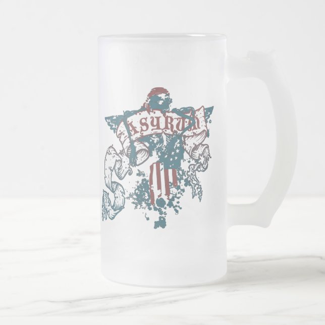 Taza De Cristal Esmerilado asador. : libertad scrollz : (Derecha)
