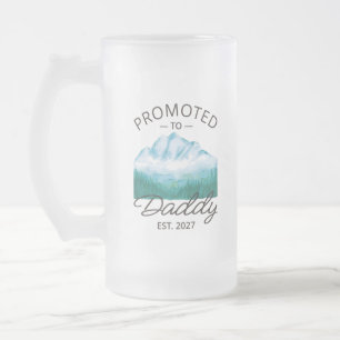 Taza De Cristal Esmerilado Ascendido a Papá Est 2027 Anuncio de Nuevo Papá VI