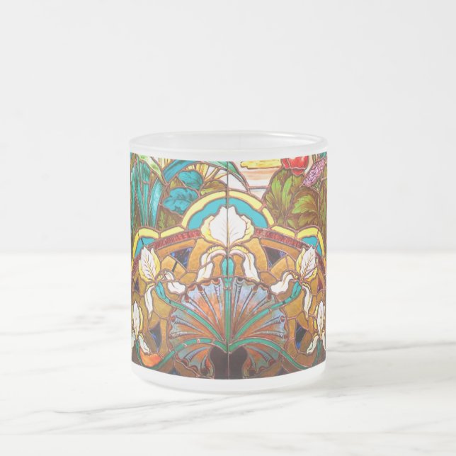Taza De Cristal Esmerilado Aspecto Art Nouveau de vidrio estampado floral (Centro)