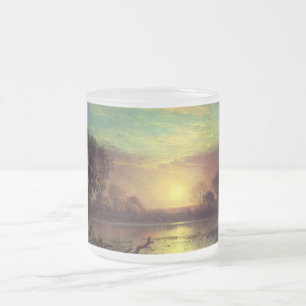 Taza De Cristal Esmerilado Atardecer de agua Cielo Parque Árbol Naturaleza Al