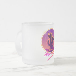 TAZA DE CRISTAL ESMERILADO ATARDECER DE CACTUS NEÓN