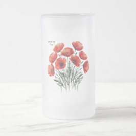 Taza De Cristal Esmerilado August Poppy Bloom - Regalo de cumpleaños personal