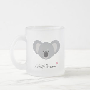 Taza De Cristal Esmerilado Australia ama el lindo ilustracion koala
