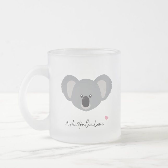 Taza De Cristal Esmerilado Australia ama el lindo ilustracion koala (Izquierda)