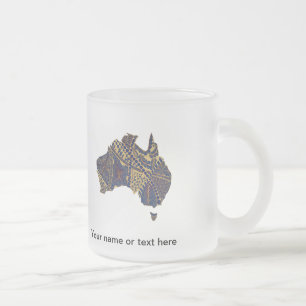 Taza De Cristal Esmerilado Australia Doodle Tan Red Blue