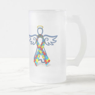 Taza De Cristal Esmerilado Autism Awareness Angel Mug