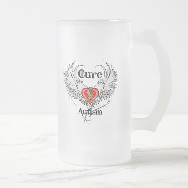 Taza De Cristal Esmerilado Autismo de la curación (Derecha)