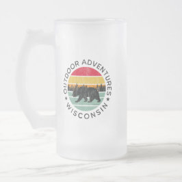 Taza De Cristal Esmerilado Aventuras al aire libre Wisconsin