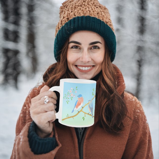 Taza De Cristal Esmerilado Aves azules (Subido por el creador)