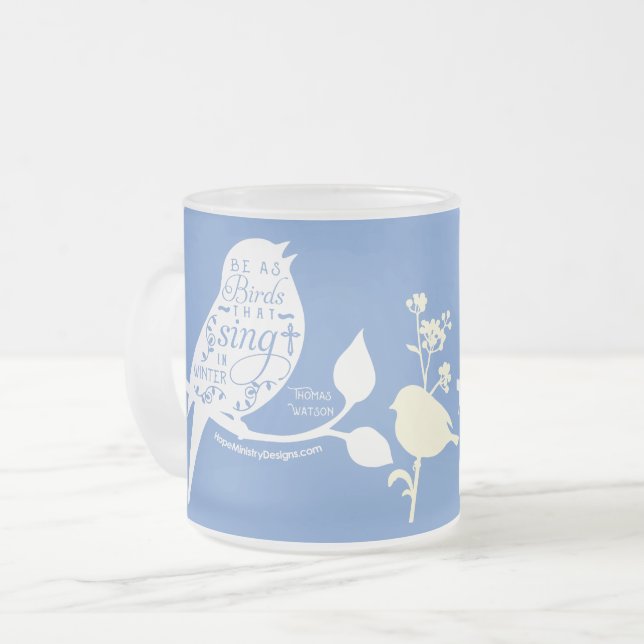 Taza De Cristal Esmerilado Aves de citas cristianas (Anverso izquierdo)